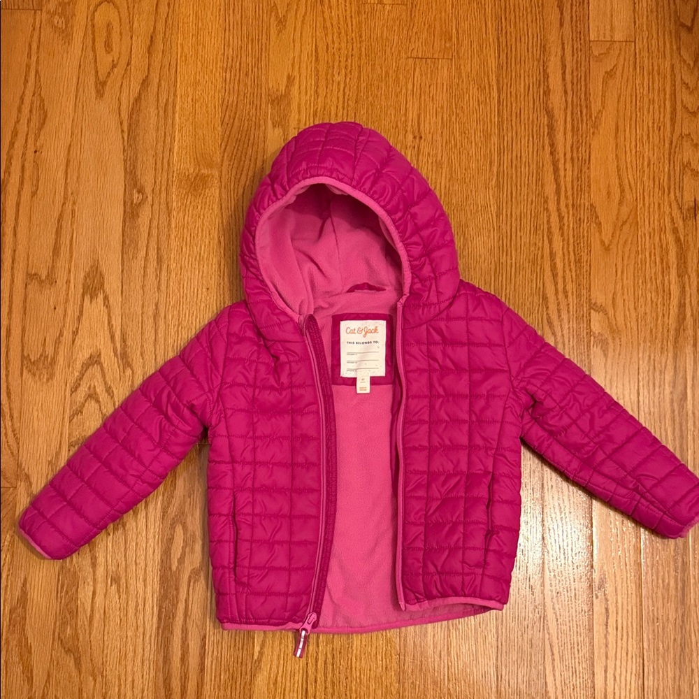 Cat & Jack Fuchsia Quilted Hooded Jacket